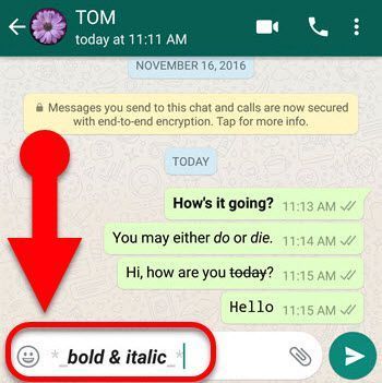 how to write bold in whatsapp